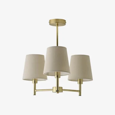 The Range Kincaid 3 Arm Chandelier Ceiling Light with Tapered Shades - Brushed Gold / 0.04kg