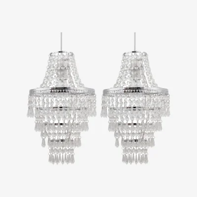 The Range Set Of 2 Chrome Tiered Chandelier Style Light Shades - Clear