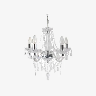 The Range Marie Therese 5lt Chandelier - Clear Acrylic With Polished Chrome Plate Detail