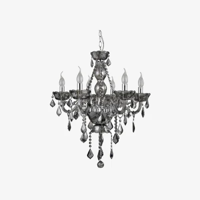 The Range Morano 6 Bulb Smoked Crystal Glass Chandelier - Grey