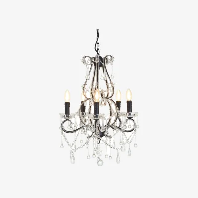 The Range Kensington Townhouse 5 Bulb Crystal Glass Chandelier - Black