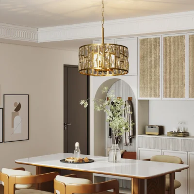 The Range HOMCOM Modern 3-Light Crystal Chandelier - Gold Tone