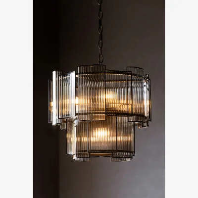 Rockett St George Ribbed Glass Loft Chandelier