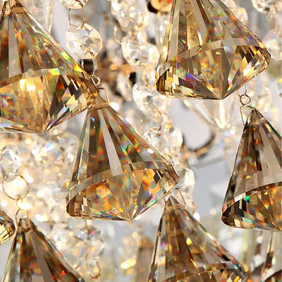 The Range 3 LED Colours Crystal Flush Ceiling Light Chandelier - White / 9.5kg / Chrome Crystal