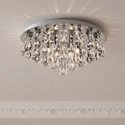 The Range Pyramid drop 6 Light flush fitting   - Silver
