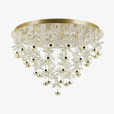 The Range EGLO Pianopoli 3 Brass Ceiling Light 43 Light Dimmable LED Crystal Chandelier - Brass