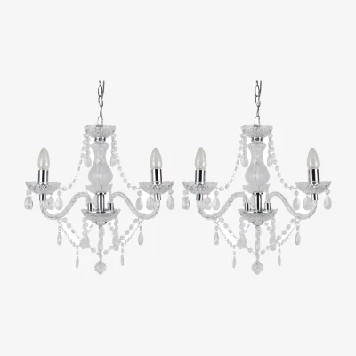The Range Set Of 2 Clear And Chrome Marie Therese Style 3 X 40w Chandelier - Clear