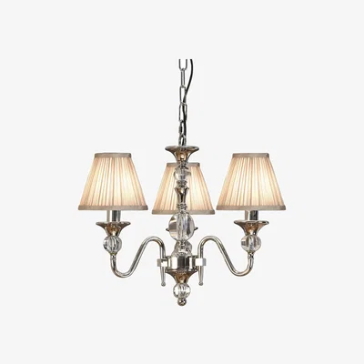 The Range Polina 3 Light Multi Arm Ceiling Pendant Chandelier Polished Nickel, E14 - Polished Nickel Plate