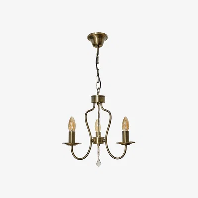 The Range Antique Brass 3 Way Acrylic Droplet Jewel Chandelier Ceiling Light Fitting - Antique Brass