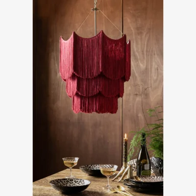 Rockett St George Cherry Red Tiered Fringe Chandelier