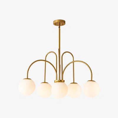 The Range Yll 6 Light Glass Globe Chandelier - Gold
