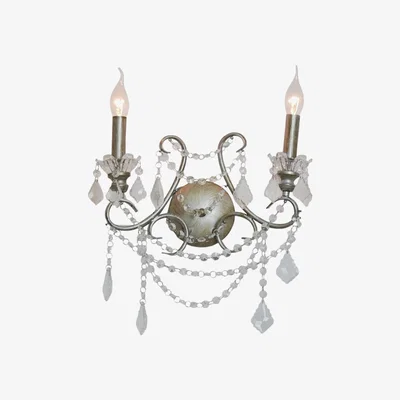 Teddy Beau Maison Reproductions Cut Glass Chandelier Wall Light / Antique Silver / 3 Branch
