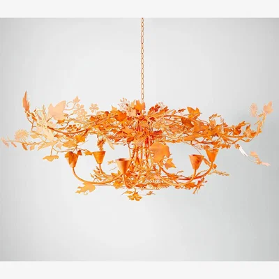 Tobias Oliver Porta Romana I  Ivy Shadow Chandelier Large with Chain | Persimmon