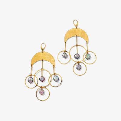 Wolf & Badger Women's Gold Mystic Moon Pearl Chandelier Earrings | Jaredjamin