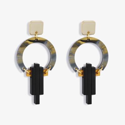 Wolf & Badger Women's Black / Gold Petite Art Deco Chandeliers - Black Swirl Toolally