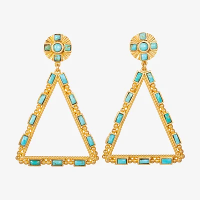 Wolf & Badger Women's Blue Large Southwestern Chandelier Earrings In Turquoise | Christina Greene