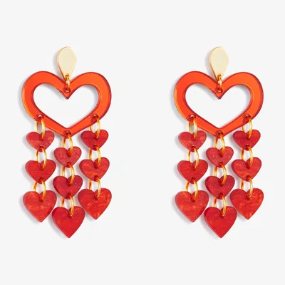 Wolf & Badger Women's Red / Yellow / Orange Heart Chandeliers - Sienna Red Toolally