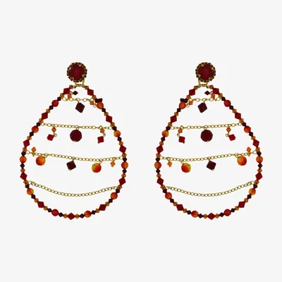 Wolf & Badger Women's Yellow / Orange / Red Fortitude Chandelier Earrings | Vickisarge
