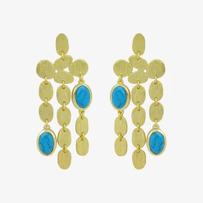 Wolf & Badger Women's Gold / Blue Nenet Chandelier Earrings With Turquoise | Marcia Moran
