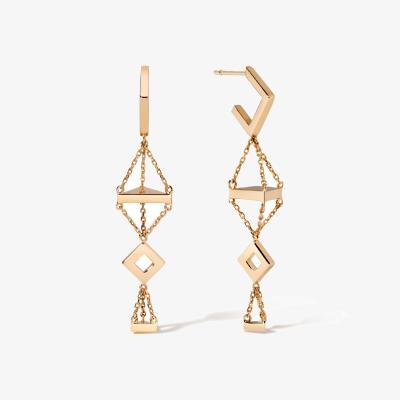 Wolf & Badger Women's Don't Stop Me Now Earrings - Solid 14K Gold Chandelier Chain Statement Earrings | Lúdere
