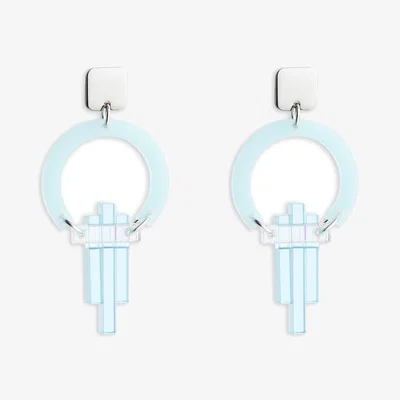 Wolf & Badger Women's Blue / Silver Petite Art Deco Chandeliers - Island Blue And Arctic Blue | Toolally