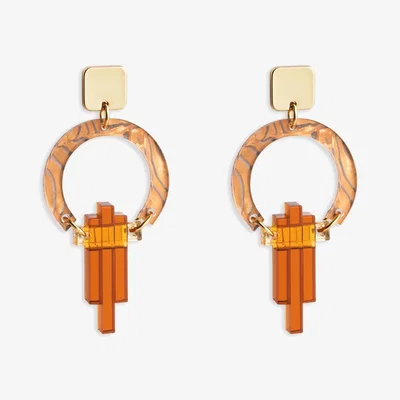 Wolf & Badger Women's Gold / Yellow / Orange Petite Art Deco Chandeliers - Tiger Shell | Toolally