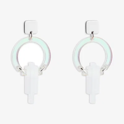 Wolf & Badger Women's Silver / White Petite Art Deco Chandeliers - Iridescent And White Frost | Toolally