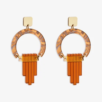 Wolf & Badger Women's Yellow / Orange / Gold Art Deco Chandeliers- Tiger Shell | Toolally