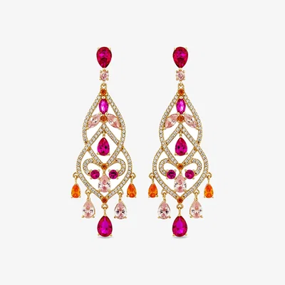 Wolf & Badger Women's Red / Pink / Purple Chandelier Earrings With Man Made Ruby In 18K Gold Vermeil | Sally Skoufis