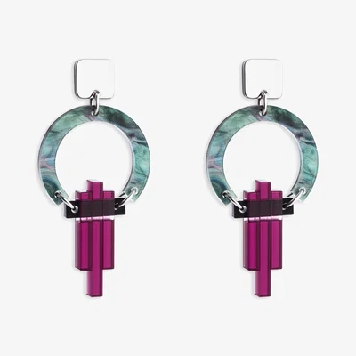 Wolf & Badger Women's Pink / Purple / Green Petite Art Deco Chandeliers - Abalone And Plum | Toolally