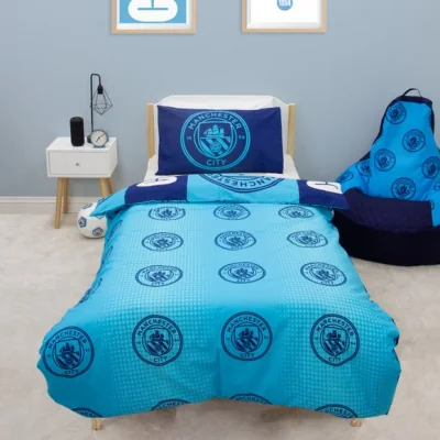 Dunelm Man City Flashy Quilt Cover and Pillowcase Set