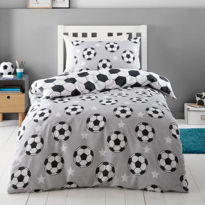 Dunelm Catherine Lansfield Football Stars Brushed Cotton Duvet Cover and Pillowcase Set Grey