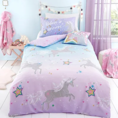 Dunelm Bedlam Ombre Unicorn Glow in the Dark Duvet Cover & Pillowcase Set