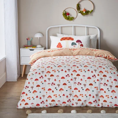 Dunelm Mushroom Brushed Cotton Duvet Cover and Pillowcase Set Cream