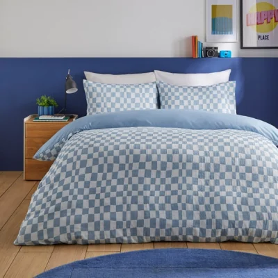 Dunelm Wavy Check Quilt Cover and Pillowcase Set