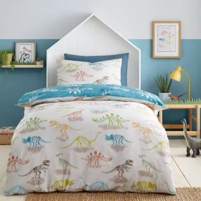 Dunelm Bedlam Skeleton Dino Reversible Duvet Cover & Pillowcase Set