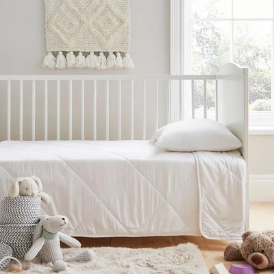 Dunelm Fogarty Little Sleepers Bamboo Blend Soft 4 Tog Cot Bed Duvet and Pillow Set White