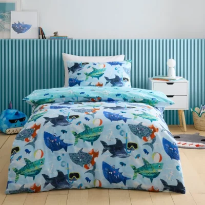 Dunelm Funky Sharks Duvet Cover & Pillowcase Set