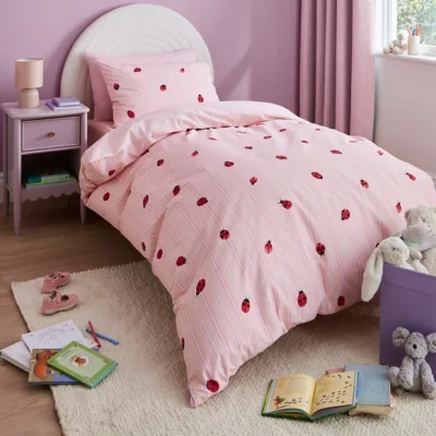 Dunelm Ladybird Stripe Duvet Cover and Pillowcase Set