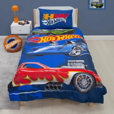 Dunelm Hotwheels Playful Microfibre Single Duvet Cover & Pillowcase Set