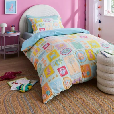 Dunelm Disco Sealife Duvet Cover and Pillowcase Set