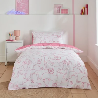 Dunelm Football Doodles Quilt Cover and Pillowcase Set