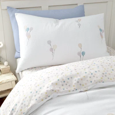 Dunelm Bianca Balloons 100% Cotton Brushed Duvet Cover and Pillowcase Set White