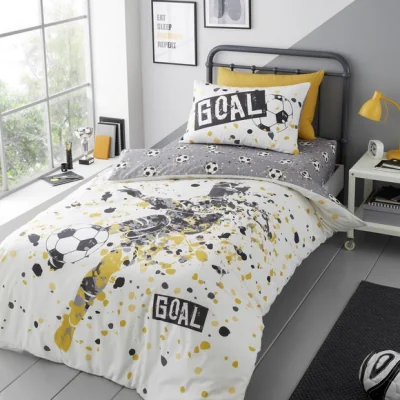 Dunelm Bedlam Goal Reversible Duvet Cover & Pillowcase Set