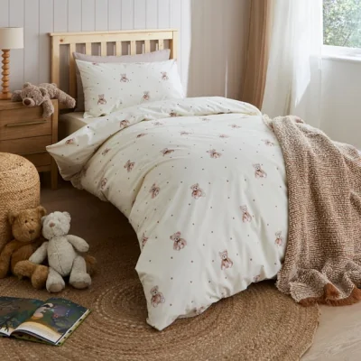 Dunelm Natural Teddies Duvet Cover and Pillowcase Set