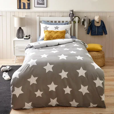 Dunelm Stars Grey Duvet Cover and Pillowcase Set Grey/White