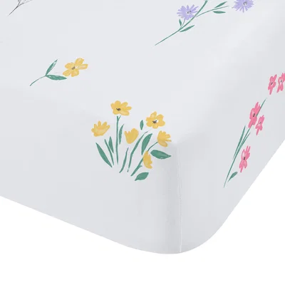 Dunelm Catherine Lansfield Bunny Tails Ditsy Flowers Fitted Sheet White
