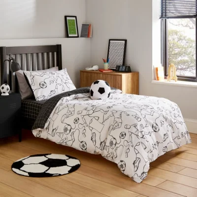 Dunelm Football Doodles Quilt Cover and Pillowcase Set