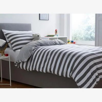 Dreams Silentnight Jersey Stripes Duvet Set - Grey