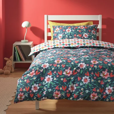 Habitat Habitat Strawberry Floral Blue Kids Bedding Set - Single